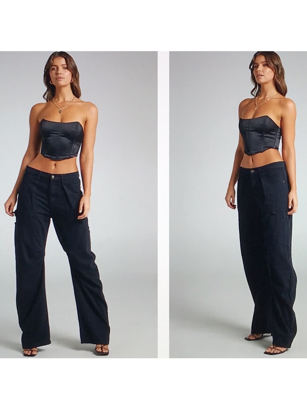 LIONESS Miami Vice Cargo Pants  Small S Black 109% cotton slouchy EUC